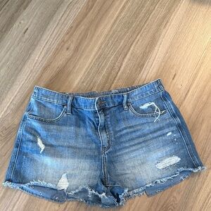 Aerie Blue Distressed Jean Shorts
